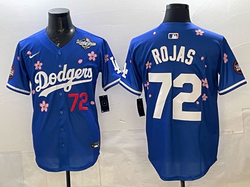 Men Los Angeles Dodgers #72 Rojas Blue Sakura Edition 2025 Nike MLB Jersey style 04->los angeles dodgers->MLB Jersey